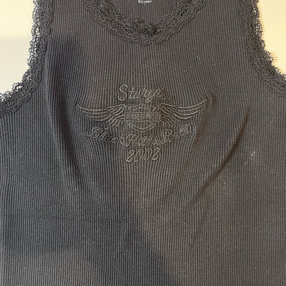 Brandy Melville Black Sturgs Black Hill Rally Lace Tank Top biker grunge indie - Picture 2 of 6
